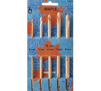 Pony P30526 Maple Double-Ended Crochet Hook Set, Wood, Multi-Colour, 15cm/4-8mm