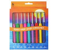 Pony P56810 Crochet Hook Set: Easy Grip with Flat Finger: 14cm x Sizes 2-6mm, Steel, Multi, 12 x 4 x 25 cm
