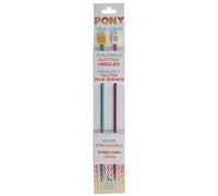 Pony P61706 Children's Coloured Knitting Pins: Single-Ended: Anodised Aluminium: 18cm x 3.25mm: Blue/Magenta, Multi