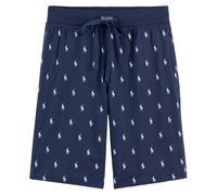 Pony Player Pyjama Shorts in Cotton with Elasticated Waist Navy Print