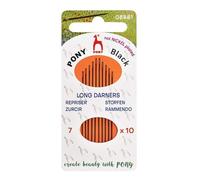 Pony - Pony Black Long Darners Matte Finish (No. 7) Hand Sewing Needles with Black Eye - 10 Needles