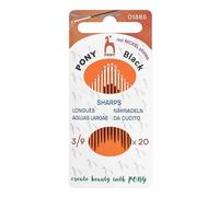 Pony - Pony Black Sharps Matte Finish (No. 3-5-7-9) Hand Sewing Needles with White Eye - 20 Needles