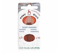 Pony - Pony Black Short Darners Matte Finish (No. 3-5-7-9) Hand Sewing Needles with White Eye - 10 Needles