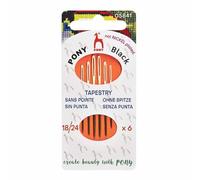 Pony - Pony Black Tapestry Matte Finish (No. 18-20-22-24) Hand Sewing Needles with White Eye - 6 Needles