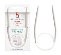 Pony - Pony Classic Aluminium (40cm, 5.00mm) Circular Knitting Needle - 1 Piece, Light Grey