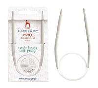 Pony - Pony Classic Aluminium (40cm, 5.00mm) Circular Knitting Needle - 1 Piece, Light Grey