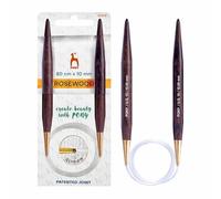 Pony - Pony Polished Rosewood (80cmx10.00mm) Lightweight Circular Knitting Needle with Patented Glydon Joint for Sewing Projects - 1 Needle