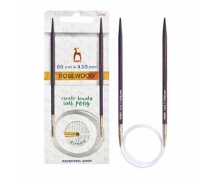 Pony - Pony Polished Rosewood (80cmx4.50mm) Lightweight Circular Knitting Needle with Patented Glydon Joint for Sewing Projects - 1 Needle