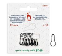Pony Safety Pins 22mm Black Pack of 10