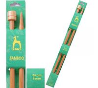 Pony Single Ended Bamboo Knitting Pins, Multi-Colour, 8mm