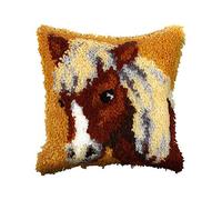 Pony (Small) Latch Hook Cushion Front Kit. Orchidea, 25x25cm Printed canvas