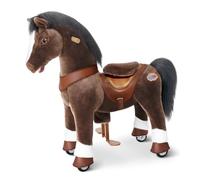 PonyCycle Advanced Model Y Ride on Horse for Boys Ages 4-7, Chocolate Plush Mechanical Riding Horse Toy with Wheels and Brake, Kids Ride on Horse with Sounds for Children - Y476
