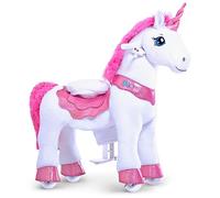 PonyCycle Essential Model E Riding Unicorn Toy with Brake (Pink Unicorn/Size 3 for Age 3-4) Indoor and Outdoor Scooter Ride-on Toy for Kids - E312
