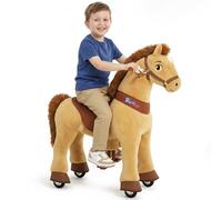 PonyCycle Essential Model E Rocking Pony Toy with Brake Ride-on Horse for Toddler (Light Brown/Size 4 for Age 4-7) Pony Scooter Outdoor Indoor Toys for Boys Girls - E436