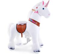 PonyCycle Mechanical Ride On Unicorn Hobby Horse Toy with Wheels Classic Model U Plush Walking Animal Rideable Unicorn for Toddlers Ages 4-7 Indoor Outdoor Riding unicorn Toy White Ux404