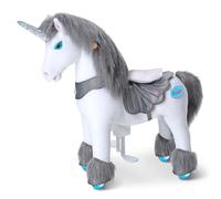 PonyCycle Model Y Kids Ride on Unicorn for 4-7 years old, Grey Rideable Unicorn with Sounds and Sequin Horn, Mechanical Plush Unicorn Riding Toy with Brake Birthday Gift for Children - Y456