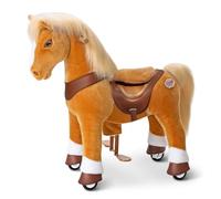 PonyCycle Model Y Ride on Horse for Kids Ages 3-4, Mechanical Riding Horse Toy with Brake, Light Brown Moving Horse Ride on Wheels Indoor & Outdoor, Birthday Present for Boys and Girls - Y371