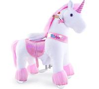 PonyCycle Official Classic Model U Unicorn Riding Plush Toy Walking Toy with Wheels Gift for Boys & Girls (with Brake and Sound/Size 3 for Ages 3-4 Years) Unicorn Pink Ux302