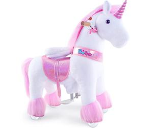 PonyCycle Official Classic Model U Unicorn Riding Plush Toy Walking Toy with Wheels Gift for Boys & Girls (with Brake and Sound/Size 3 for Ages 3-4 Years) Unicorn Pink Ux302