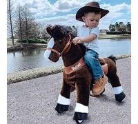 PonyCycle Official Classic U Series Ride on Horse Toy Plush Walking Animal Dark Brown Horse for Age 4-9