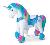 PonyCycle Rainbow Unicorn Ride-On for Kids Age 4-7, Mechanical Riding Toy with Brake, Advanced Model Y454