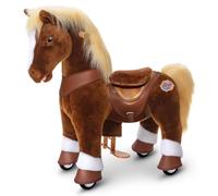 PonyCycle Ride on Pony with Realistic Horse Sounds for 3-4 years old, Plush Mechanical Horse Ride on Toy with Brake, Advanced Model Y Brown Horse with Wheels for Kids - Y374