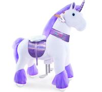 PonyCycle Unicorn with Wheels for Children 4-7 Years, 90 cm High, Purple Plush Riding Horse on Wheels with Handbrake, Unicorn for Riding, Classic Model U - Ux406