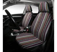 PONYJOYUP Baja Saddle Blanket Car Seat Covers 4PCS Front, Breathable and Washable Striped Woven Automotive Vehicle Seat Cover, Universal Seat Cover for Sedan, SUV, Truck, Airbag Compatible