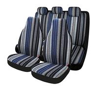 PONYJOYUP Baja Saddle Blanket Car Seat Covers 7PCS Full Set, Breathable and Washable Striped Woven Automotive Vehicle Seat Cover Universal for Sedan, SUV, Truck, Airbag Compatible