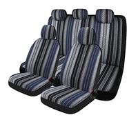 PONYJOYUP Baja Saddle Blanket Car Seat Covers 9PCS Full Set, Breathable and Washable Striped Woven Automotive Vehicle Seat Cover, Universal Seat Cover for Sedan, SUV, Truck, Airbag Compatible