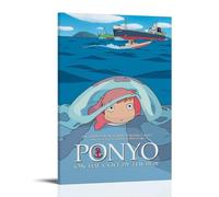 Ponyo on The Cliff (2008) Anime Poster Poster Vintage Art, Wall Canvas, Decoration Aesthetic, Living Room, Kids Room Dormitory, Cafe, Bathroom, Suitable for Bedroom, Gym, Cool Classic 16x24inch(40x60c