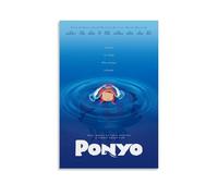 Ponyo on The Cliff (2008) Anime Poster Vintage Art, Wall Canvas, Decoration Aesthetic, Living Room, Kids Room Dormitory, Cafe, Bathroom, Suitable for Bedroom, Gym, Cool Classic 16x24inch(40x60cm) Unfr