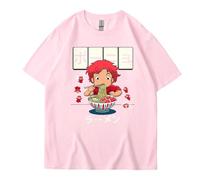 Ponyo on The Cliff Anime Ponyo T-Shirt Sousuke Sousuke Tee Casual Round Neck Short Sleeve Sweatshirt Tops Pink