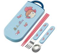 Ponyo Utensil Set - Includes Reusable Fork, Spoon, Chopsticks and Carrying Case - Authentic Japanese Design - Durable, Dishwasher Safe - Ponyo and Ponyo's sisters