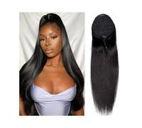 Ponytail 10-26 Inch Long Drawstring Ponytail Extension Natural Color Straight Pony Tail Clip in Remy Hair Piece for Black Women Hairstyle(26inches)