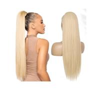 Ponytail 10-26" Long Straight Drawstring Ponytail Extension #613 Blonde Human Hair Clip in Pieces Silky Brazilian Virgin Extensions Hairstyle(22inches)