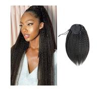 Ponytail 10-30Inch Drawstring Ponytail Human Hair Extensions Brazilian Remy Clip In Kinky Straight Hairpieces for Women Hairstyle(20inch)