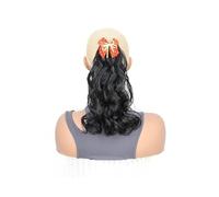 Ponytail 12" Sweet Bowknot Ponytail Extension with Duck Billed Clip Synthetic Fibre Short Wavy Curly in Hair Piece Hairstyle(Redyellow)