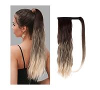 Ponytail 16 Inches Long Wave Ponytail Extension Wave Magic Paste Ponytail Hair Wig Blonde Heat Resistant Synthetic Wrap Around Clip in Ponytail Hairpieces Ponytails(NMW006-1)