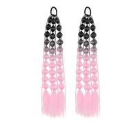 Ponytail 1pc Lantern Bubble Ponytail Extension 20 Inches Bubble Ponytail Twisted Braid With Elastic Band For Women(Black+light pink)
