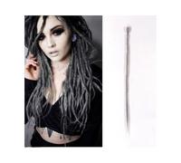 Ponytail 20 Inch Handmade Dreadlocks Extensions 5 Strands Synthetic Dreads Locks Crochet Braids Hair 1.0cm Fake Twist Braiding Reggae Braid Hairstyle(Gris)