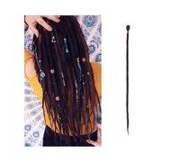 Ponytail 20 Inch Handmade Dreadlocks Extensions 5 Strands Synthetic Dreads Locks Crochet Braids Hair 1.0cm Fake Twist Braiding Reggae Braid Hairstyle(Wine Red)