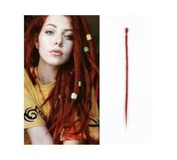 Ponytail 20 Inch Handmade Dreadlocks Extensions 5 Strands Synthetic Dreads Locks Crochet Braids Hair 1.0cm Fake Twist Braiding Reggae Braid Hairstyle(Brown Red)