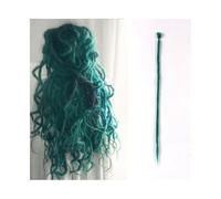 Ponytail 20 Inch Handmade Dreadlocks Extensions 5 Strands Synthetic Dreads Locks Crochet Braids Hair 1.0cm Fake Twist Braiding Reggae Braid Hairstyle(Green)