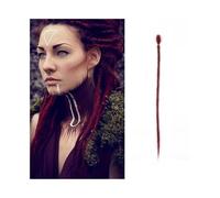 Ponytail 20 Inch Handmade Dreadlocks Extensions 5 Strands Synthetic Dreads Locks Crochet Braids Hair 1.0cm Fake Twist Braiding Reggae Braid Hairstyle(Ombre red)