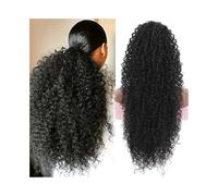 Ponytail 20 Inch Long Kinky Curly Drawstring Ponytail for Black Women Afro Puff Synthetic Hair Piece, Natural Hairstyle