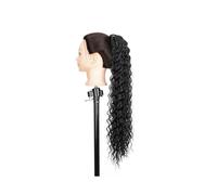 Ponytail 22 Inch Long Curly Ponytail Extensions Synthetic Deep Wave Drawstring Clip In Thick Fake Hair Piece Hairstyle(1B)