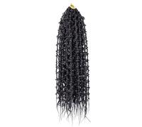 Ponytail 24" Butterfly Box Braids Crochet Hair 6 Packs Prelooped Long Locs Jungle Synthetic Hairstyle(Natural Black)