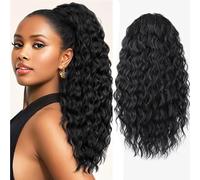 Ponytail, 24 Inch Long Synthetic Drawstring & Clip In Ponytail Extension Curly Fluffy Wavy Hairpiece for Women Ponytail Extension(Black)