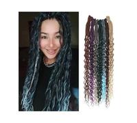 Ponytail, 24 Inch Soft Dreadlock Extensions 5-Strand Handmade Synthetic Crochet Braids Ponytail Extension(Gradient Blue)